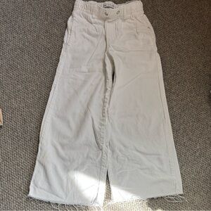ZARA girls White Elastic-Waist wide leg denim